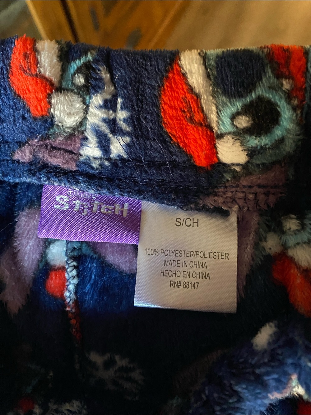 Disney Navy Blue Stitch Holiday Fleece Pajama Pants with Red Drawstring - Picture 2 of 2